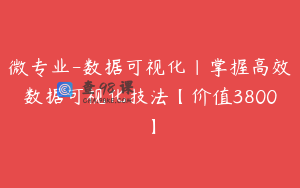 微专业-数据可视化|掌握高效数据可视化技法【价值3800】