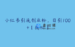 小红书引流创业粉，日引100+【揭秘】