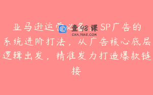 亚马逊运营必备： SP广告的系统进阶打法，从广告核心底层逻辑出发，精准发力打造爆款链接