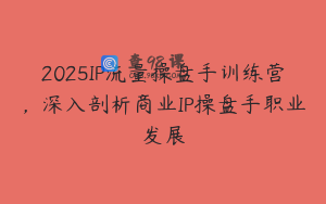 2025IP流量操盘手训练营，深入剖析商业IP操盘手职业发展