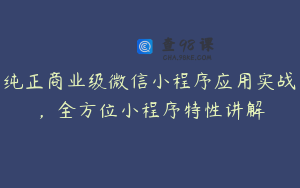 纯正商业级微信小程序应用实战，全方位小程序特性讲解