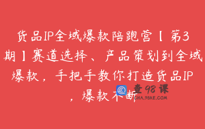 货品IP全域爆款陪跑营【第3期】赛道选择、产品策划到全域爆款，手把手教你打造货品IP，爆款不断
