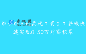 维小维《逃离死工资》工薪族快速实现0-30万财富积累