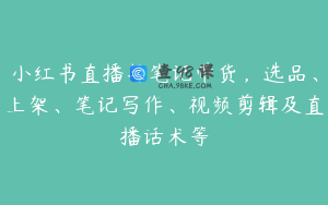 小红书直播与笔记带货，选品、上架、笔记写作、视频剪辑及直播话术等
