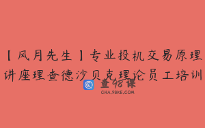 【风月先生】专业投机交易原理讲座理查德沙贝克理论员工培训
