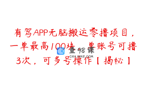 有驾APP无脑搬运零撸项目，一单最高100块，单账号可撸3次，可多号操作【揭秘】
