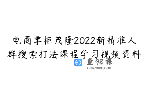 电商掌柜茂隆2022新精准人群搜索打法课程学习视频资料