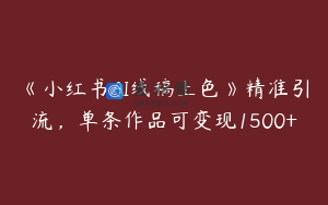 《小红书AI线稿上色》精准引流，单条作品可变现1500+