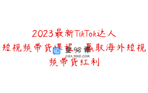 2023最新TikTok达人短视频带货课程，赢取海外短视频带货红利