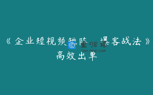 《企业短视频矩阵，爆客战法》高效出单
