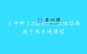 【中阶】2023海外孤独症高效干预系统课程
