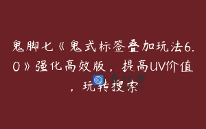 鬼脚七《鬼式标签叠加玩法6.0》强化高效版，提高UV价值，玩转搜索
