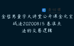 金哲男量学大讲堂公开课金元宝战法20200815 基准点法的交易逻辑