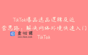 TikTok爆品选品逻辑及运营思路：解决网络环境快速入门TikTok