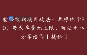 爱心援助项目玩法一单挣他个50,每天单量无上限,玩法无私分享给你【揭秘】
