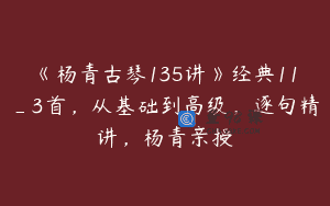 《杨青古琴135讲》经典11_3首，从基础到高级，逐句精讲，杨青亲授