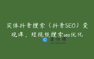 实体抖音搜索（抖音SEO）变现课，短视频搜索seo优化