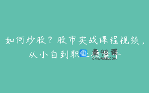 如何炒股？股市实战课程视频，从小白到职业操盘手
