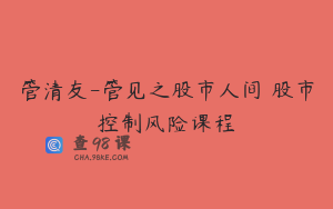 管清友-管见之股市人间 股市控制风险课程
