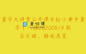 量学大讲堂公开课余松小黄牛量学十八招20200819 能否突破，静观其变