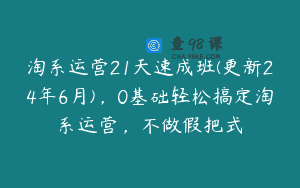 淘系运营21天速成班(更新24年6月)，0基础轻松搞定淘系运营，不做假把式