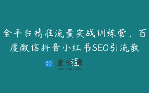 全平台精准流量实战训练营，百度微信抖音小红书SEO引流教程