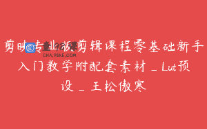 剪映专业版剪辑课程零基础新手入门教学附配套素材_Lut预设_王松傲寒
