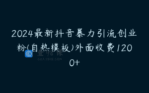 2024最新抖音暴力引流创业粉(自热模板)外面收费1200+