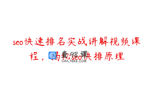 seo快速排名实战讲解视频课程，揭秘seo快排原理