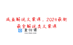 咸鱼解说文案课，2024最新最全解说类文案课