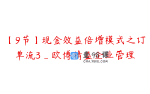 【9节】现金效益倍增模式之订单流3_欧博精益企业管理
