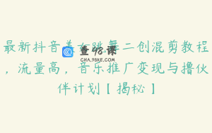 最新抖音美女跳舞二创混剪教程，流量高，音乐推广变现与撸伙伴计划【揭秘】