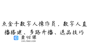 点金手数字人操作员，数字人直播搭建、多路开播、选品技巧
