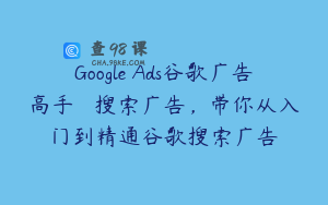 Google Ads谷歌广告高手 – 搜索广告，带你从入门到精通谷歌搜索广告