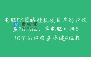 电脑EA策略挂机项目单窗口收益20-30u，单电脑可挂5-10个窗口收益稳健4位数