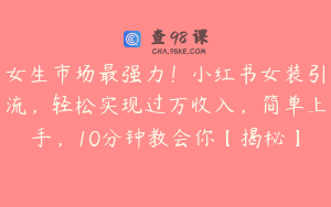 女生市场最强力！小红书女装引流，轻松实现过万收入，简单上手，10分钟教会你【揭秘】
