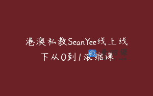 港澳私教SeanYee线上线下从0到1浓缩课