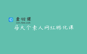 马大个素人网红孵化课