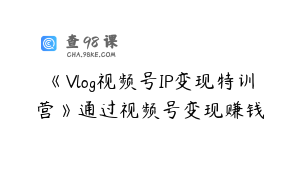 《Vlog视频号IP变现特训营》通过视频号变现赚钱