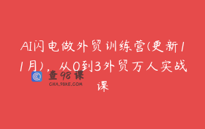 AI闪电做外贸训练营(更新11月)，从0到3外贸万人实战课