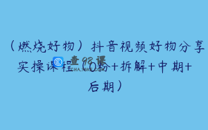 （燃烧好物）抖音视频好物分享实操课程（0粉+拆解+中期+后期）