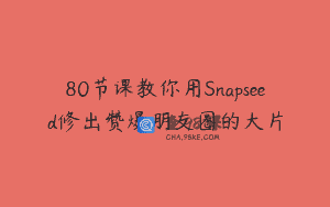 80节课教你用Snapseed修出赞爆朋友圈的大片