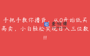 手把手教你撸货，从0开始低买高卖，小白轻松实现日入三位数!!!