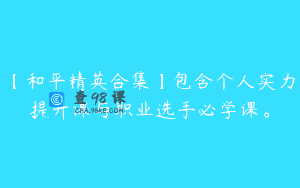 【和平精英合集】包含个人实力提升课与职业选手必学课。