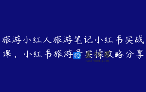 旅游小红人旅游笔记小红书实战课，小红书旅游号实操攻略分享