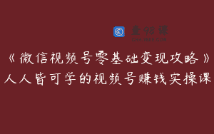 《微信视频号零基础变现攻略》人人皆可学的视频号赚钱实操课