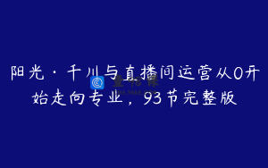 阳光·千川与直播间运营从0开始走向专业，93节完整版