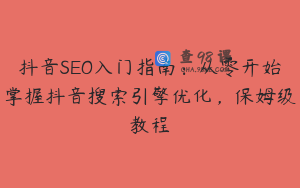 抖音SEO入门指南：从零开始掌握抖音搜索引擎优化，保姆级教程