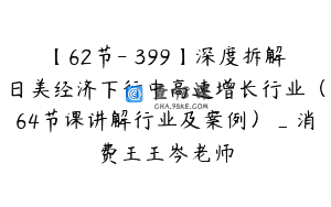 【62节-￥399】深度拆解日美经济下行中高速增长行业（64节课讲解行业及案例）_消费王王岑老师