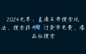 2024无界：直通车带搜索玩法，搜索提升，付费带免费，爆品拉搜索